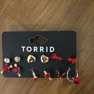 Torrid Gold and Red Heart Earring Collection